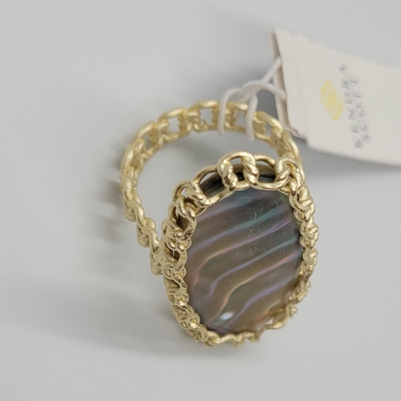 Kendra Scott Nude Abalone Macrame Ring Gold Size 7 - Picture 11 of 11